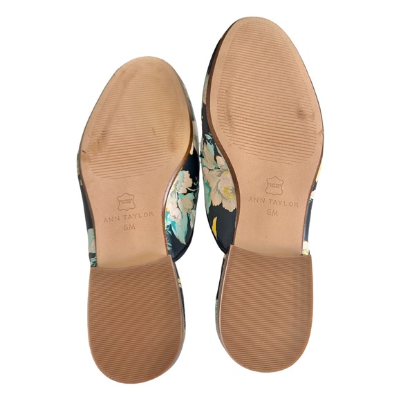 Ann Taylor Floral Leather Loafers Double Tassel Mules Low Heel Slides Size 5 - Picture 7 of 10